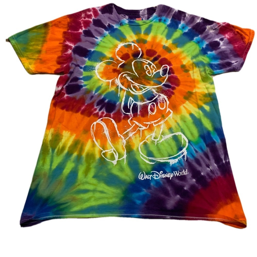 Walt Disney World Tie-Dye Mickey Mouse T-SHIRT -OFFICIAL MERCH, HANES NANO M/F S